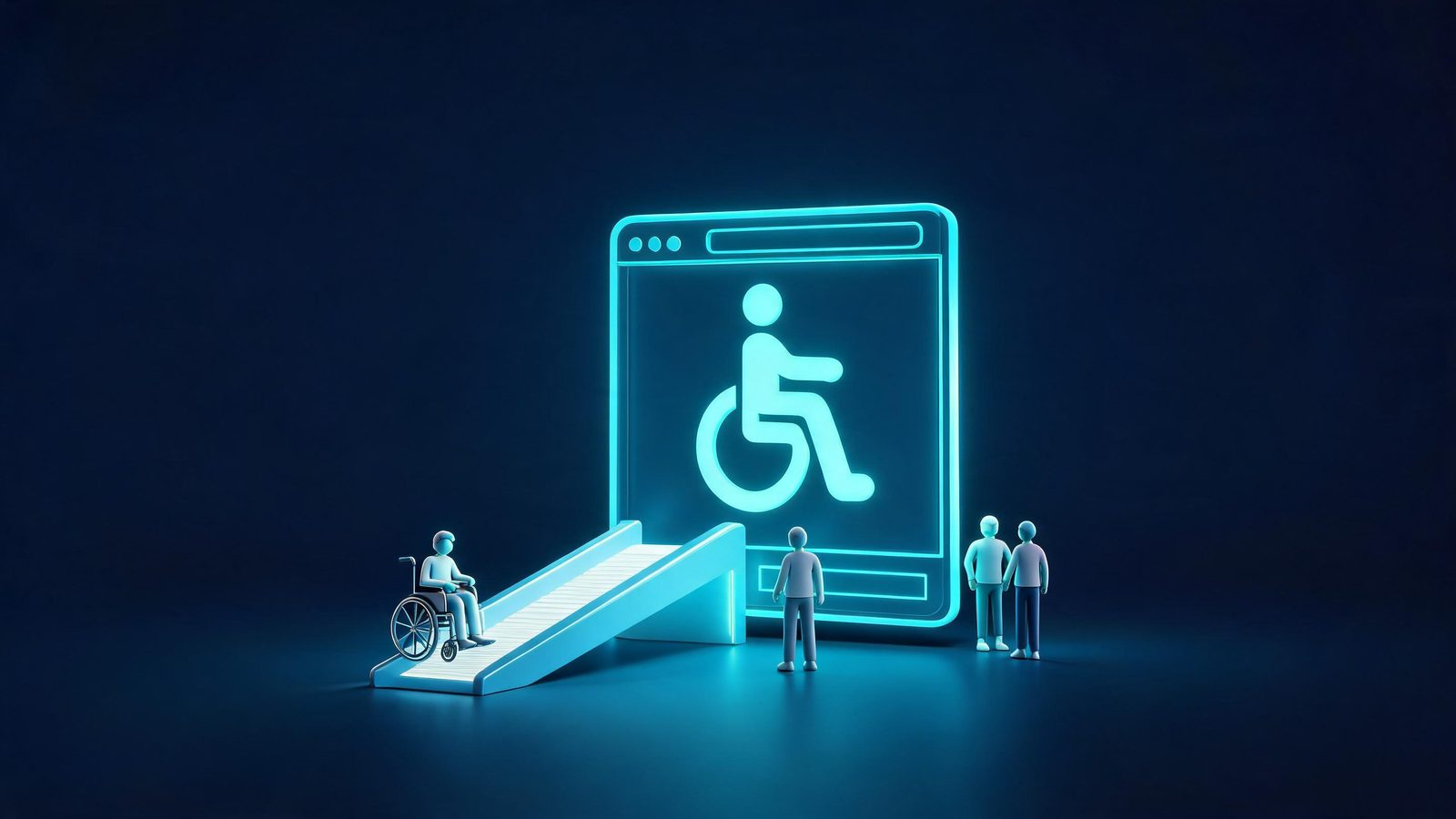 Finestra del browser con il simbolo dell'accessibilità: un sito web progettato per essere usato da tutti.