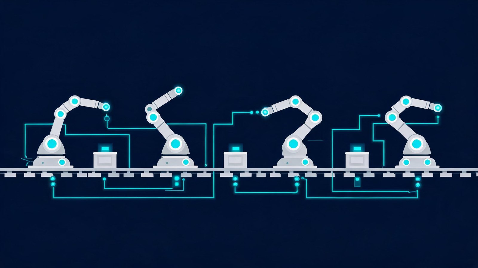 Una linea di produzione con bracci robotici e sensori collegati in rete: la sicurezza dei dispositivi industriali