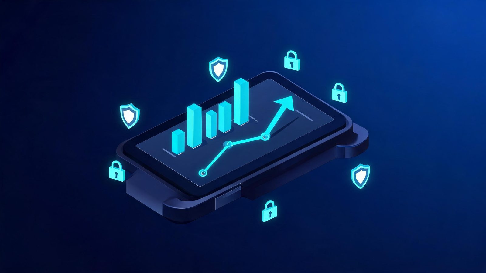 Composizione digitale in stile data journalism con grafici sulle statistiche degli attacchi informatici del 2026